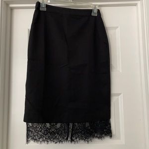 Black pencil skirt with black lace detail